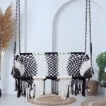Buy Premium 2-Seater Hammock Swing Chair (Jhula) | Sturdy Cotton Indoor/Outdoor Rectangle Swing for Adults & Kids | Coffee & White Colour | Relaxing & Durable Balcony Swing