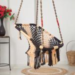 Buy Square Hammock Swing Chair – Sturdy Cotton Uyyala Jula for Adults & Kids | Indoor/Outdoor Balcony Swing in Golden & Coffee