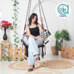 Buy Round Hammock Swing Chair – Stylish Cotton Jula for Adults & Kids | Indoor/Outdoor Balcony Swing - Coffee & White