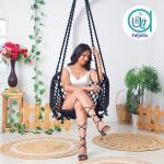 Buy C-Shape Hammock Swing Chair for Adults & Kids | Indoor & Outdoor Jhula – Black (80 kg Capacity)