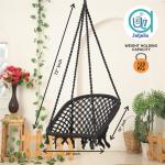Buy C-Shape Hammock Swing Chair for Adults & Kids | Indoor & Outdoor Jhula – Black (80 kg Capacity)