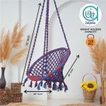 Hammock Swing Hanging Chair uyyala jula for Adult Kids Indoor Outdoor Balcony Sturdy Cotton Rope Swing Chair for Indoor, Outdoor, Bedroom - Maroon & Blue