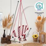 Hammock Swing Hanging Chair uyyala jula for Adult Kids Indoor Outdoor Balcony Sturdy Cotton Rope Swing Chair for Indoor, Outdoor, Bedroom - white & black, red