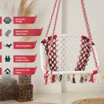 Buy C-Shape Hammock Swing Chair – Comfortable Indoor/Outdoor Jhula for Adults & Kids – Sturdy Cotton, Red & White, Black