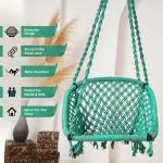 Buy C-Shape Hammock Swing Hanging Chair (Uyyala Jula) for Adults & Kids – Durable Cotton for Indoor/Outdoor Use – Max 80kg Capacity – Green – Comfortable & Relaxing