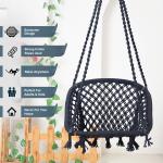 Buy C-Shape Hammock Swing Chair for Adults & Kids | Indoor & Outdoor Jhula – Black (80 kg Capacity)