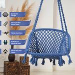Buy C-Shape Hammock Swing Chair for Adults & Kids | Durable Cotton Jhula for Balcony, Indoor & Outdoor | Supports 80 kg - Blue