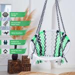 Hammock Swing Hanging Chair uyyala jula for Adult Kids Indoor Outdoor Balcony Sturdy Cotton Rope Swing Chair for Indoor, Outdoor, Bedroom - white & Black, Green