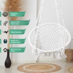 Hammock Swing Hanging Chair uyyala jula for Adult Kids Indoor Outdoor Balcony Sturdy Cotton Rope Swing Chair for Indoor, Outdoor, Bedroom - White