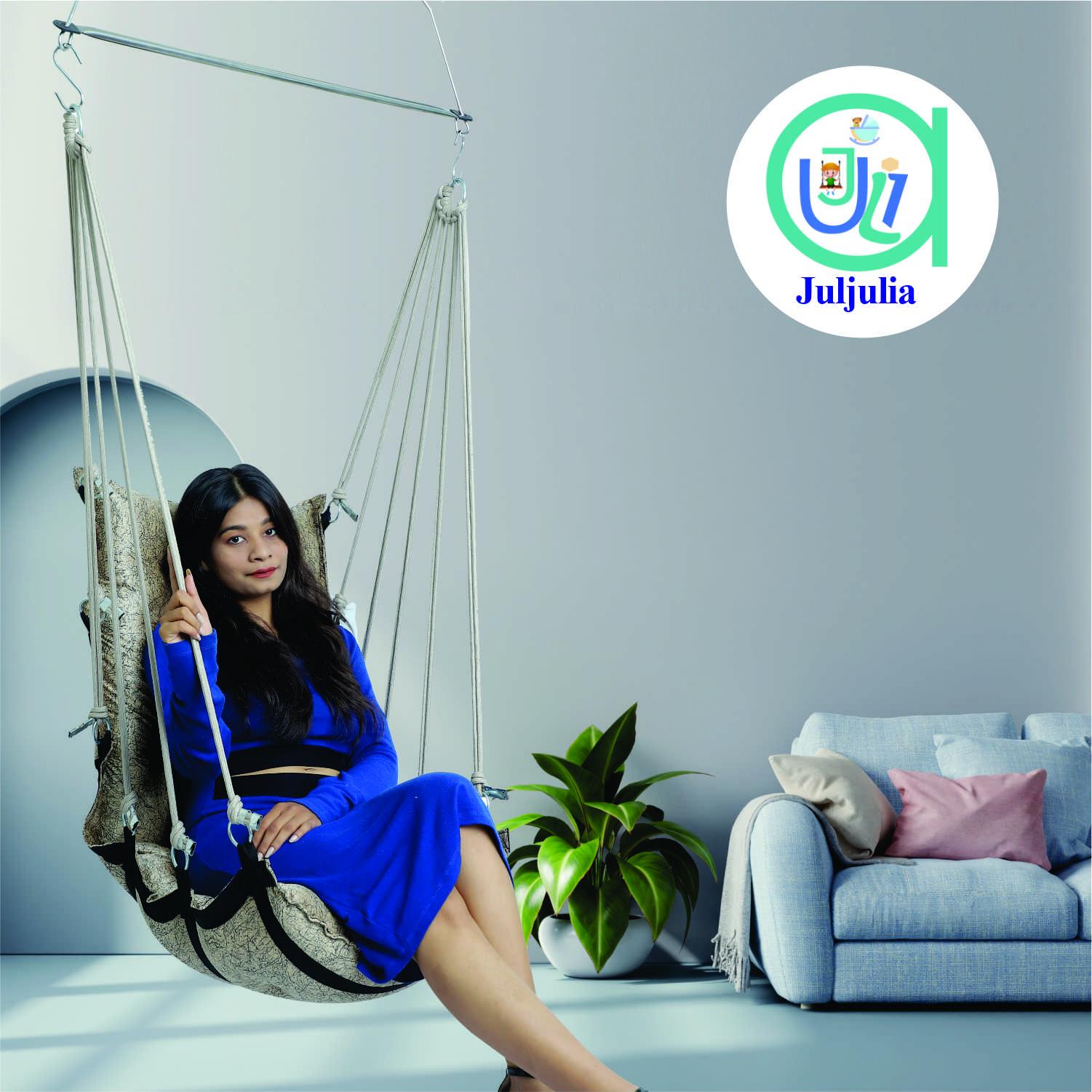 Elegant Cream Single Seater Jhula | Stylish Indoor Swing for Home & Balcony | Easy to Install