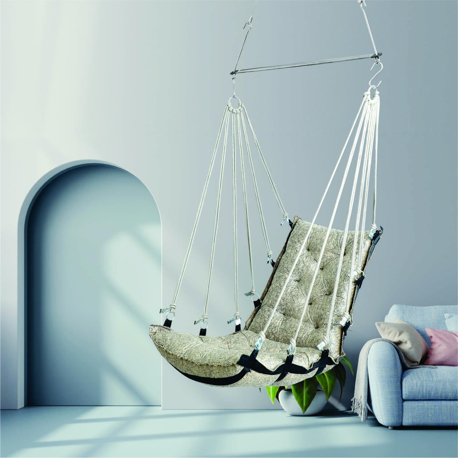 Elegant Cream Single Seater Jhula | Stylish Indoor Swing for Home & Balcony | Easy to Install