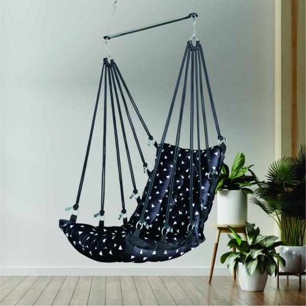 Modern Black Jhula | Elegant Hanging Swing for Indoor & Outdoor Use