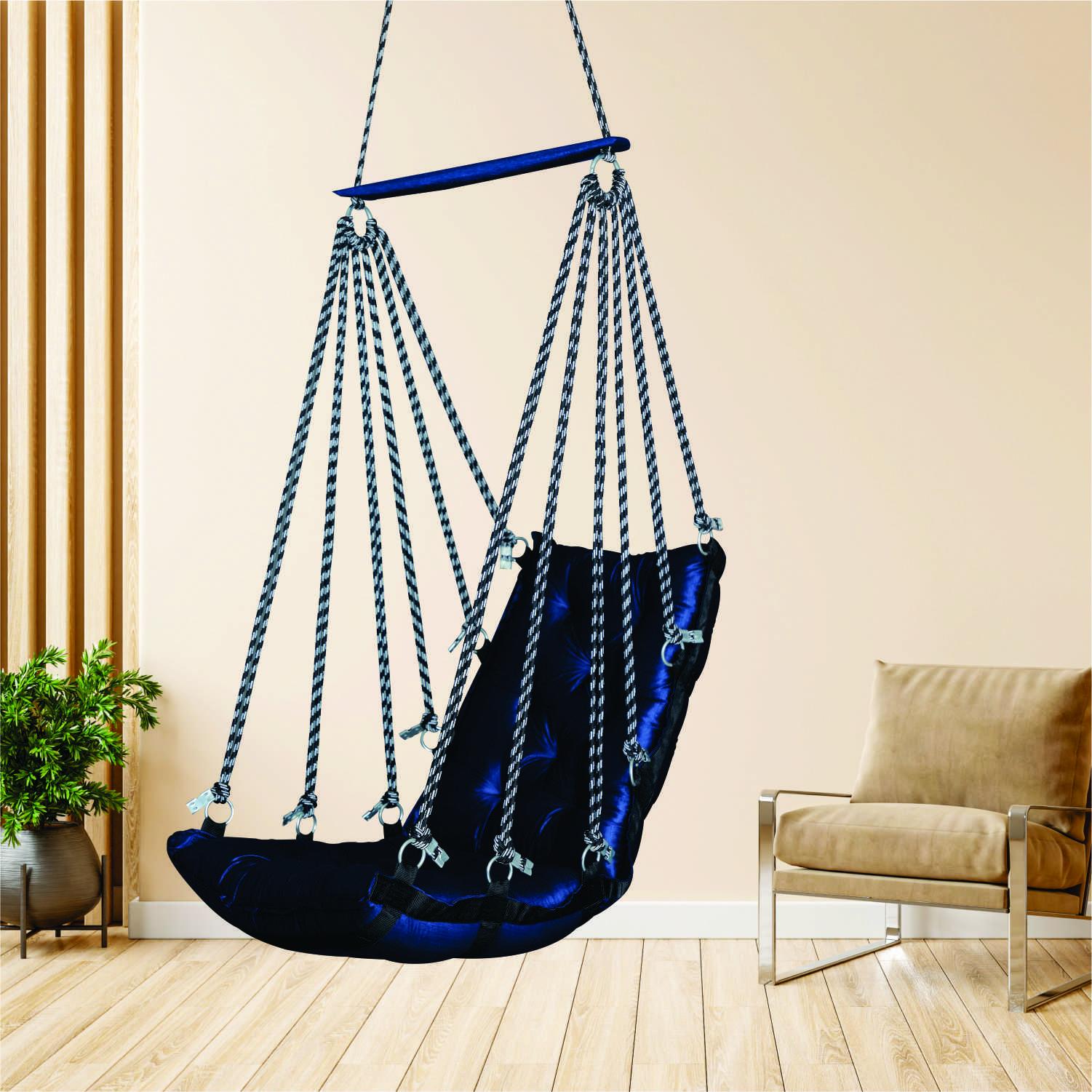 Cheerful Blue Jhula | Comfortable Indoor & Outdoor Hammock Swing | Supports 200 Kg