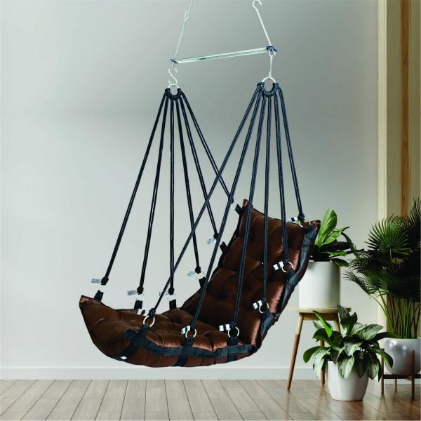 Refined Brown Hammock Swing | Premium Jhula for Elegant Home Interiors