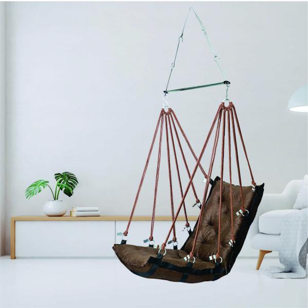 Elegant Coffee Single Seater Jhula – Stylish Indoor & Balcony Hanging Swing Chair