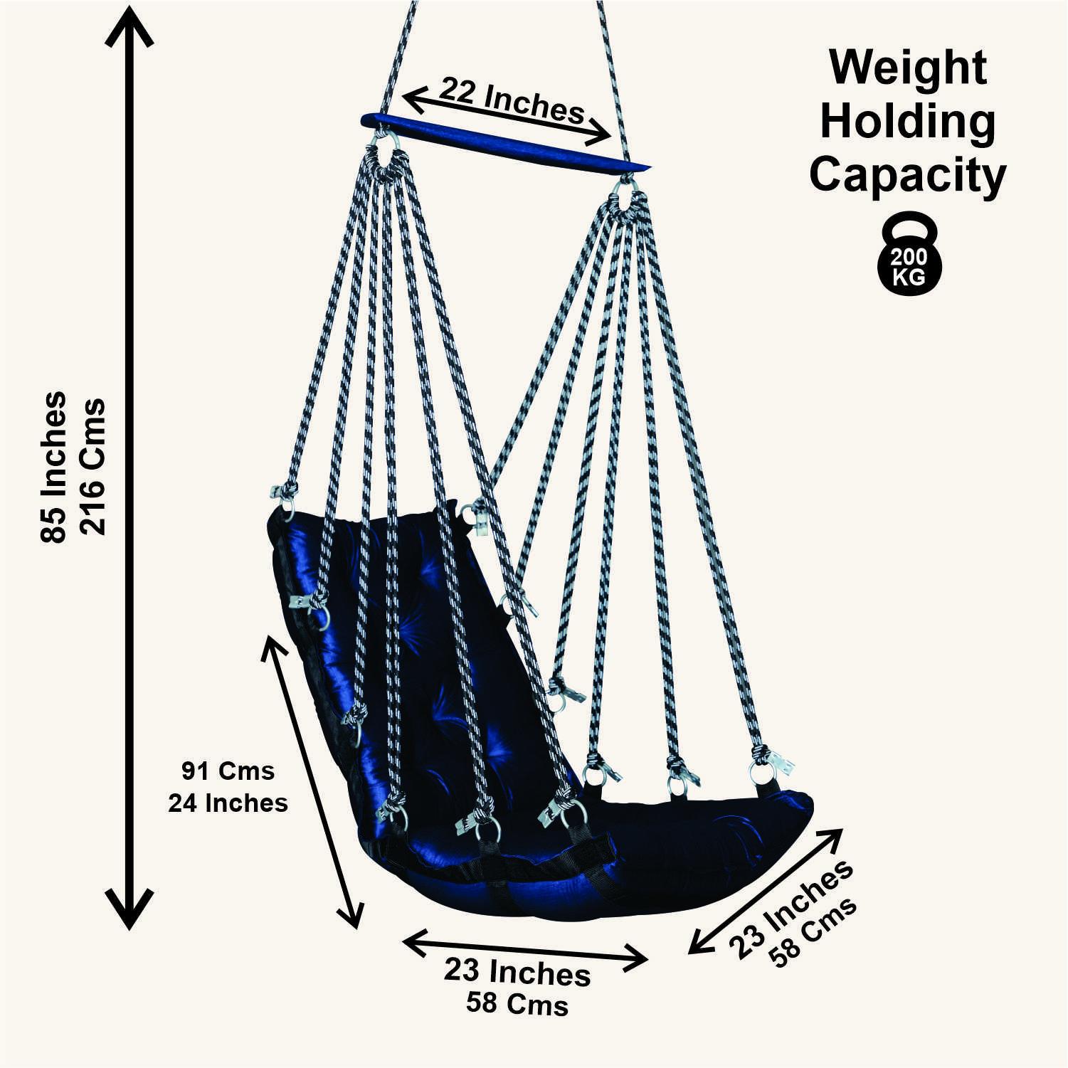 Cheerful Blue Jhula | Comfortable Indoor & Outdoor Hammock Swing | Supports 200 Kg