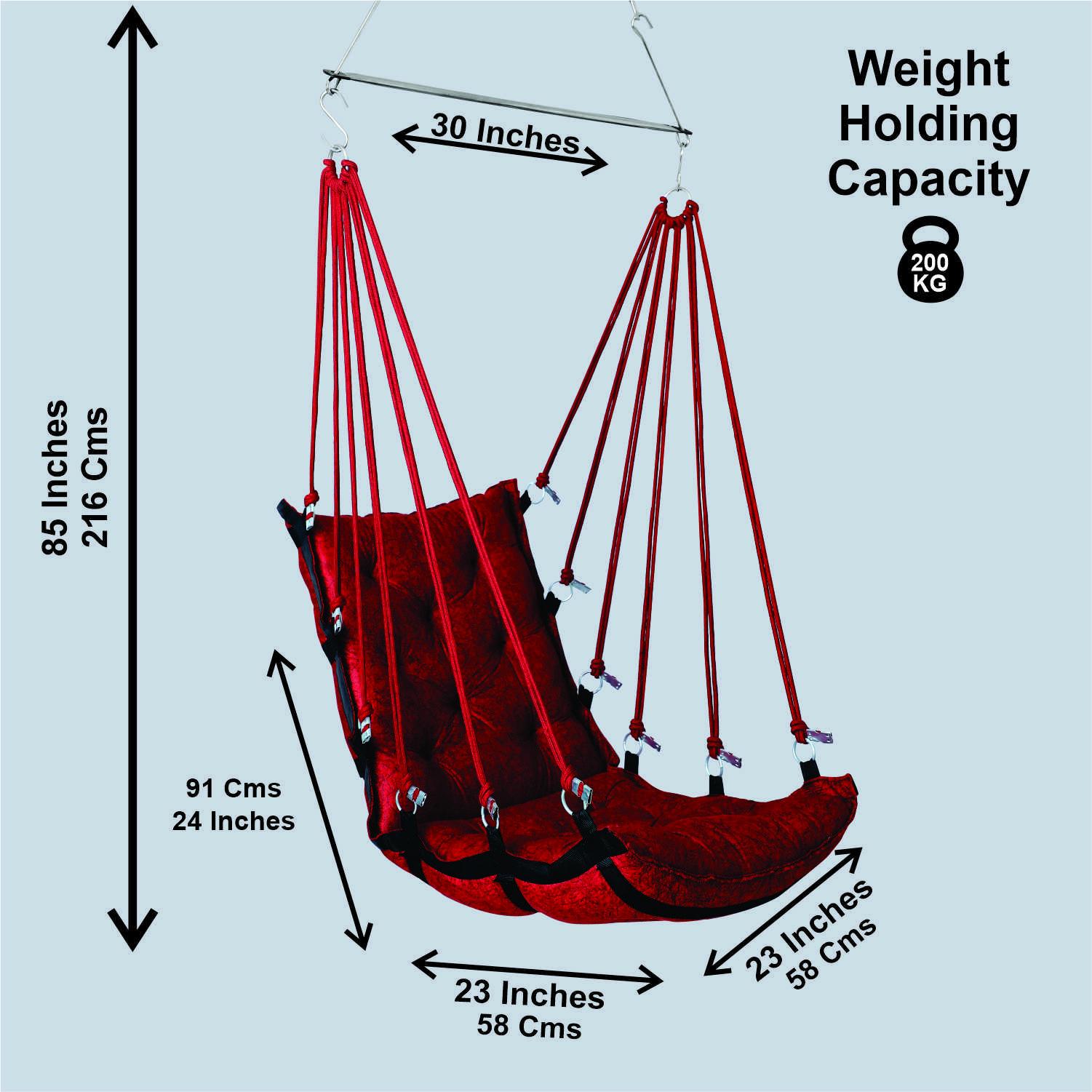 Vibrant Red Hanging Jhula | Colourful Swing for Home, Verandah & Terrace