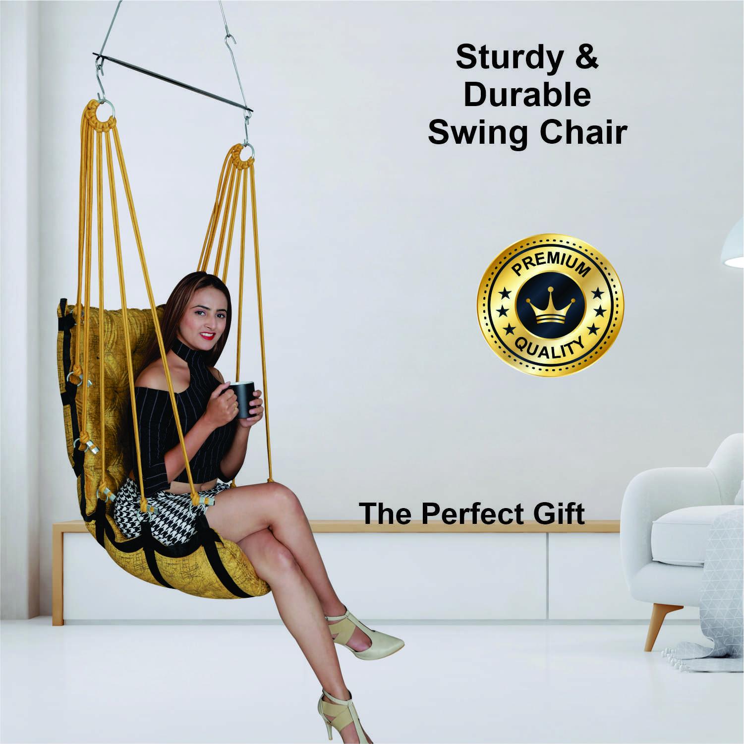 Ochre Yellow Jhula | Stylish & Playful Hanging Swing for Living Room & Home