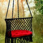 Buy C-Shape Hammock Swing – Rectangle Hanging Swing for Adults & Kids | Sturdy Cotton Jula with Cushion for Balcony & Outdoors - Black