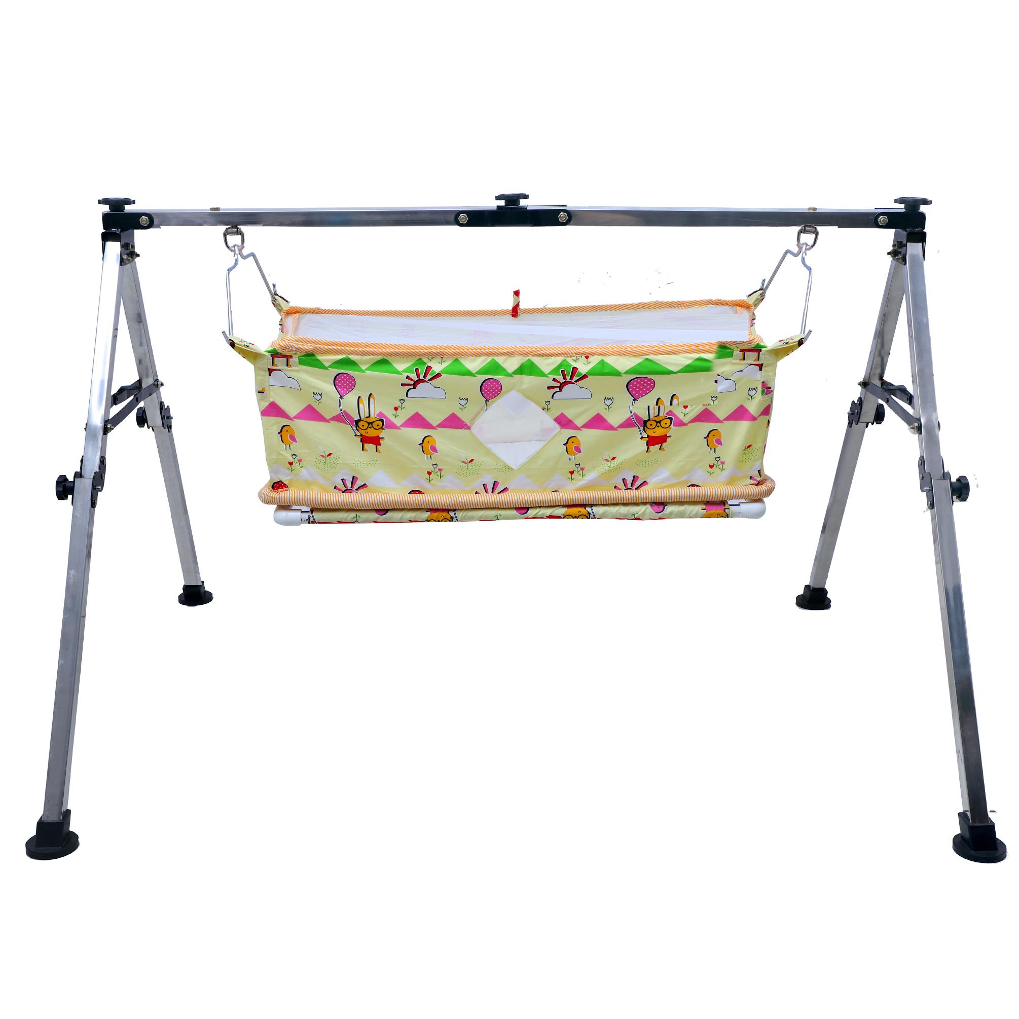 NRI Baby Cradle, Ghodiyu, Palna, Jhula/Jhoola, 4 Fold Super Compact Design Newborn Baby Cradle - Silver