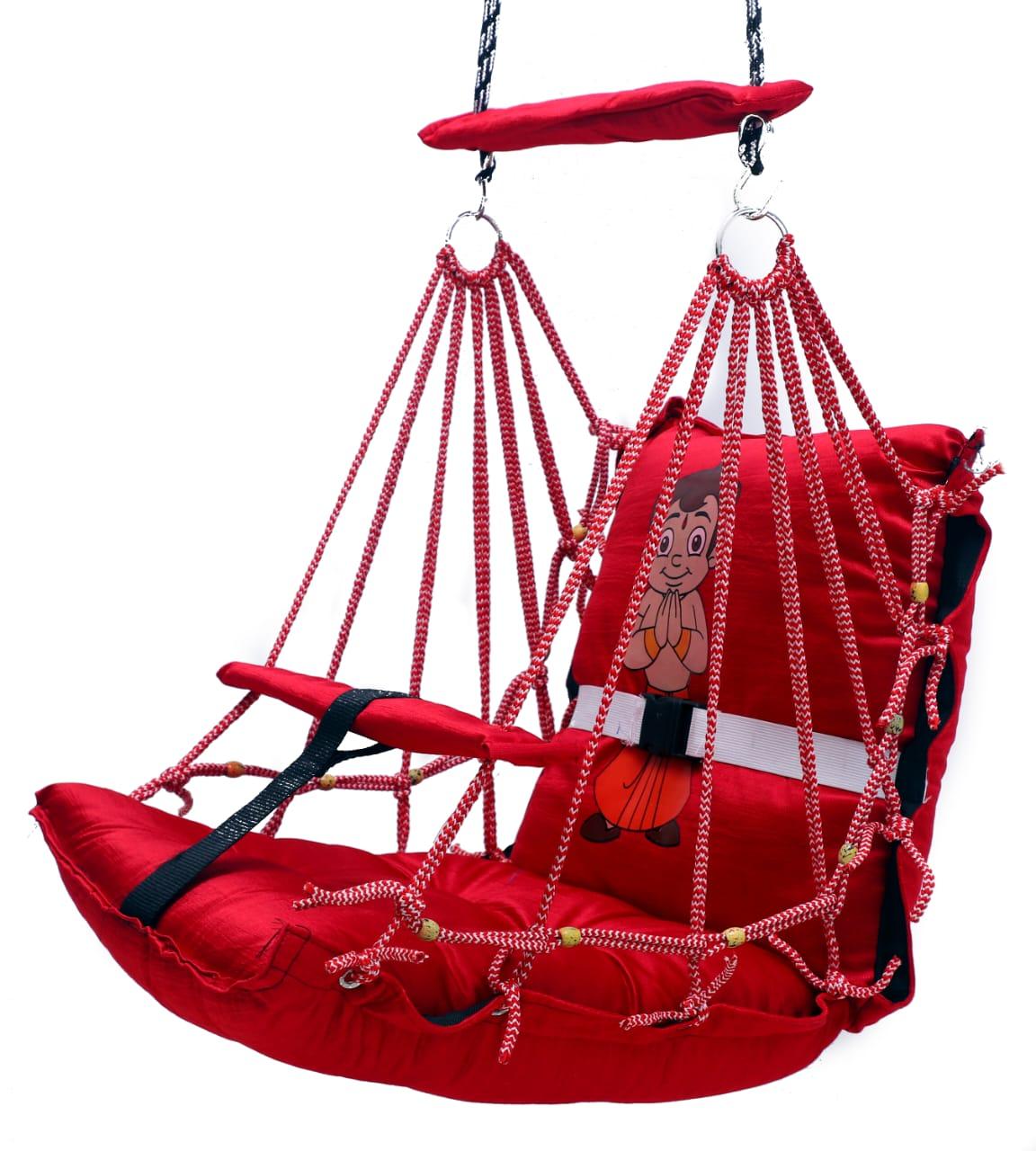 Hammock Baby Swing Hanging Chair uyyala jula for Adult Kids Indoor Outdoor Balcony Sturdy Cotton Indoor/Outdoor Jula for Balcony - Red