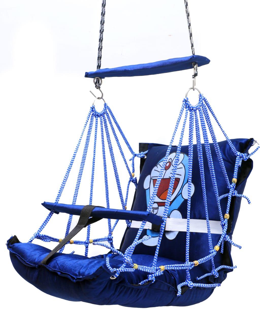 Hammock Baby Swing Hanging Chair uyyala jula for Adult Kids Indoor Outdoor Balcony Sturdy Cotton Indoor/Outdoor Jula for Balcony - Blue