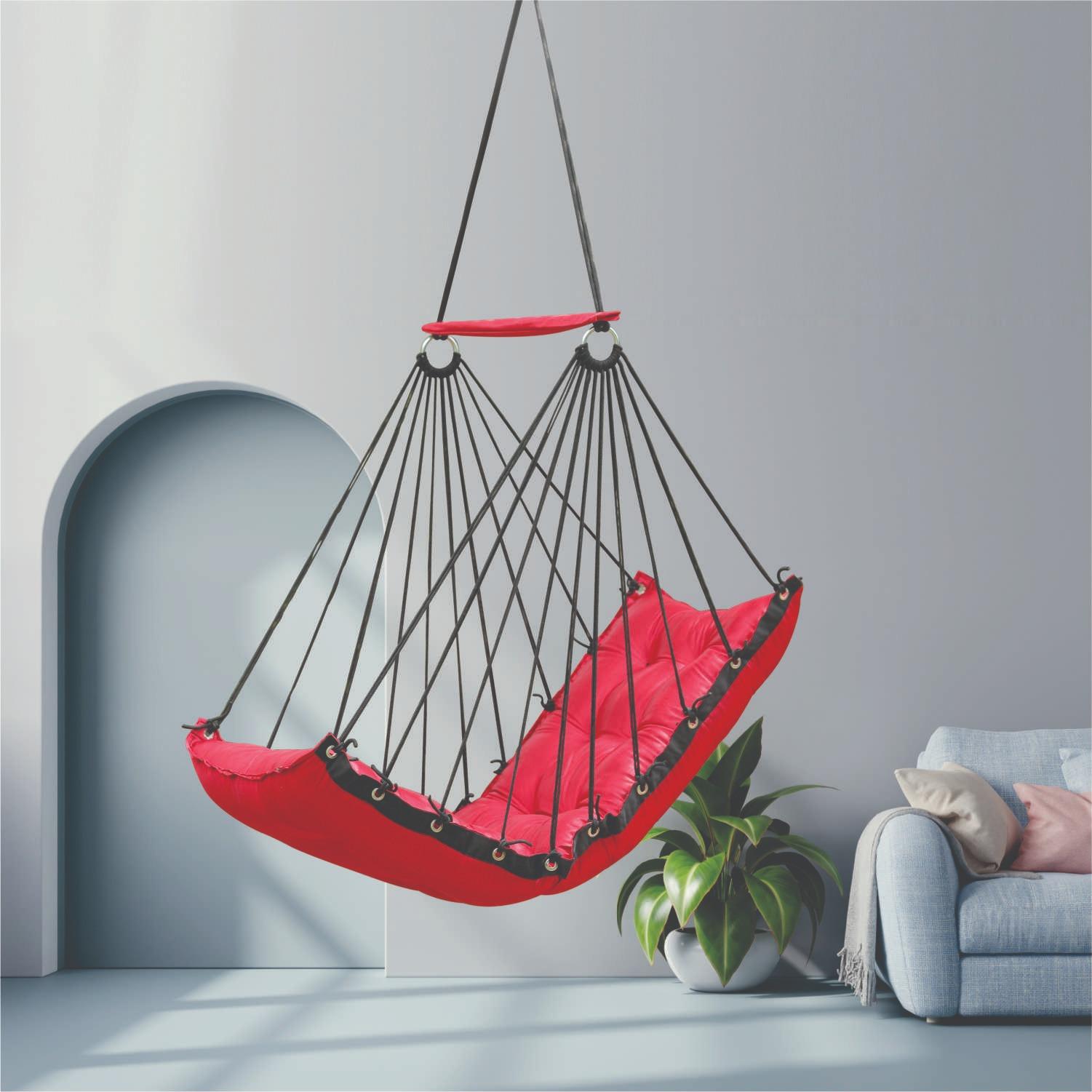 Bold Red Jhula | Indoor & Outdoor Swing Chair for Home & Garden Spaces
