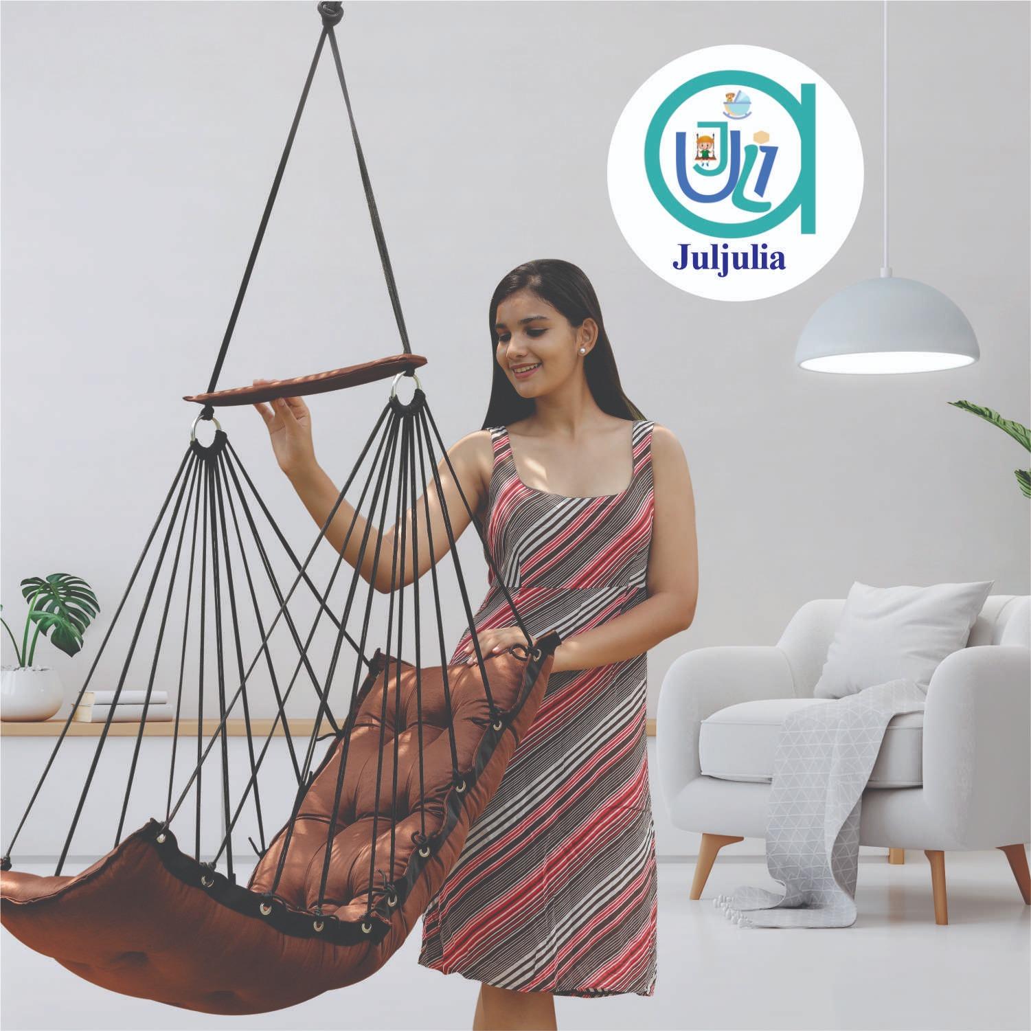 Brown Hammock Swing | Comfortable Jhula for Reading, Lounging & Home Décor